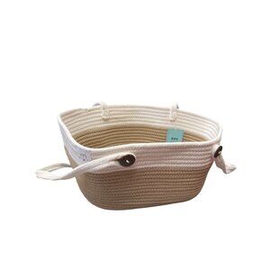 natemia beige tan woven rope tote crib organizer /storage 17"x11'x6" SKU 9960